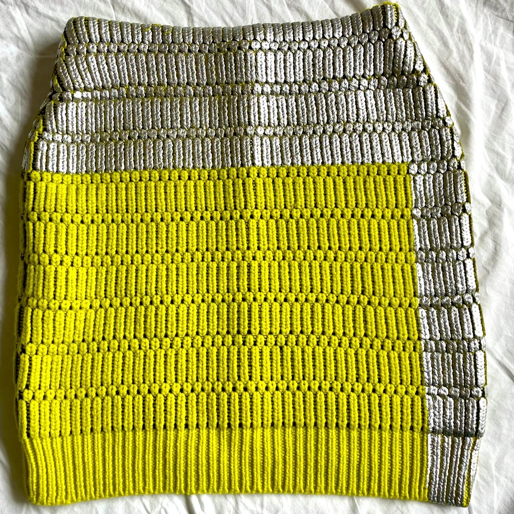 Fabulous electric lime/ silver Kenzo skirt L NWOT